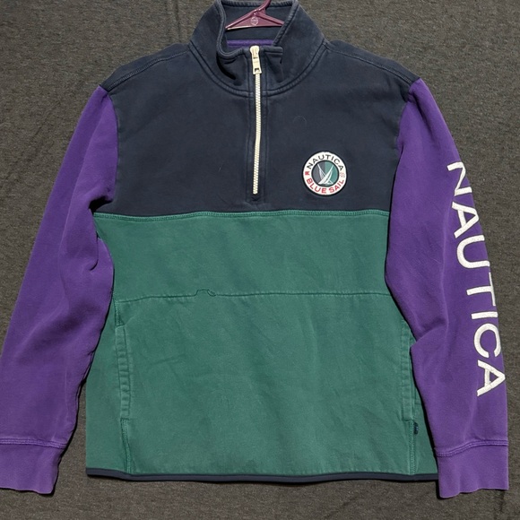 Vintage Nautica Blue Sail Men's Half-Zip Sweater - Picture 1 of 2